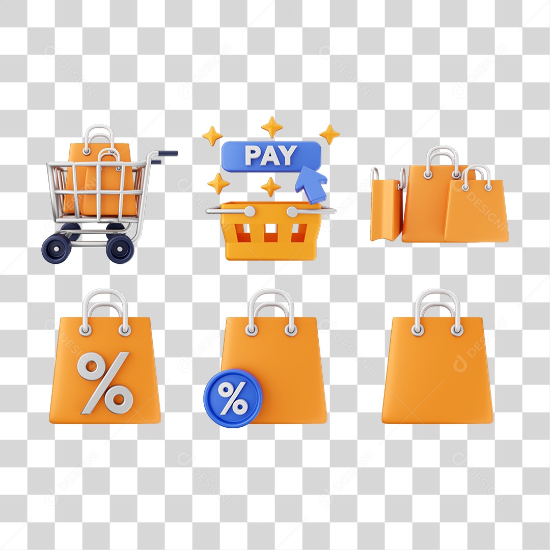 Conjunto de Ícones Compras Online PNG Transparente