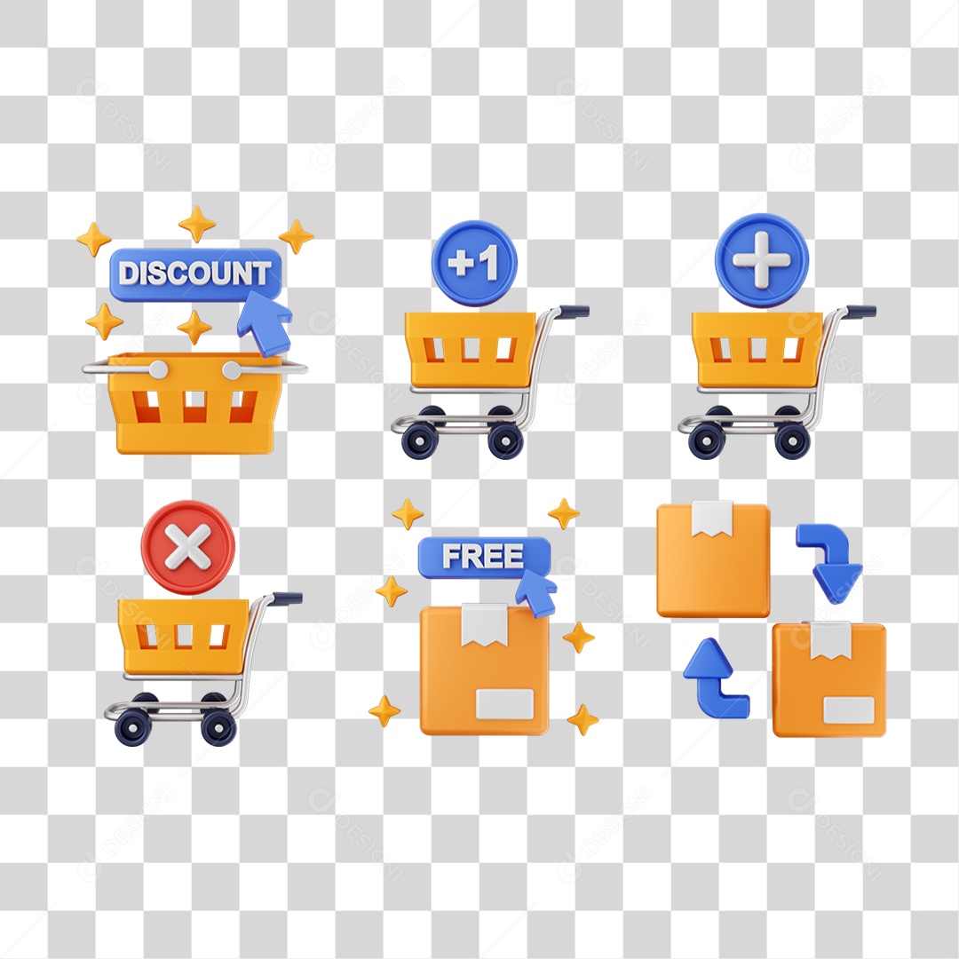 Conjunto de Ícones Compras Online PNG Transparente