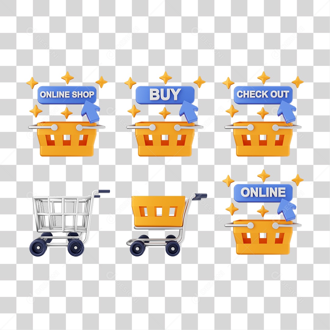 Conjunto de Ícones Compras Online PNG Transparente