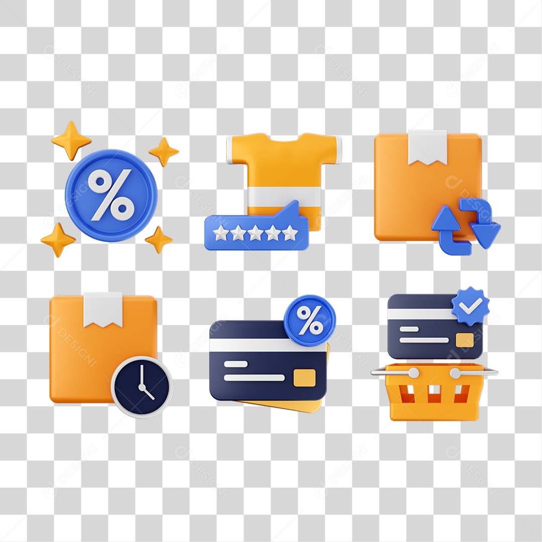 Conjunto de Ícones Compras Online PNG Transparente