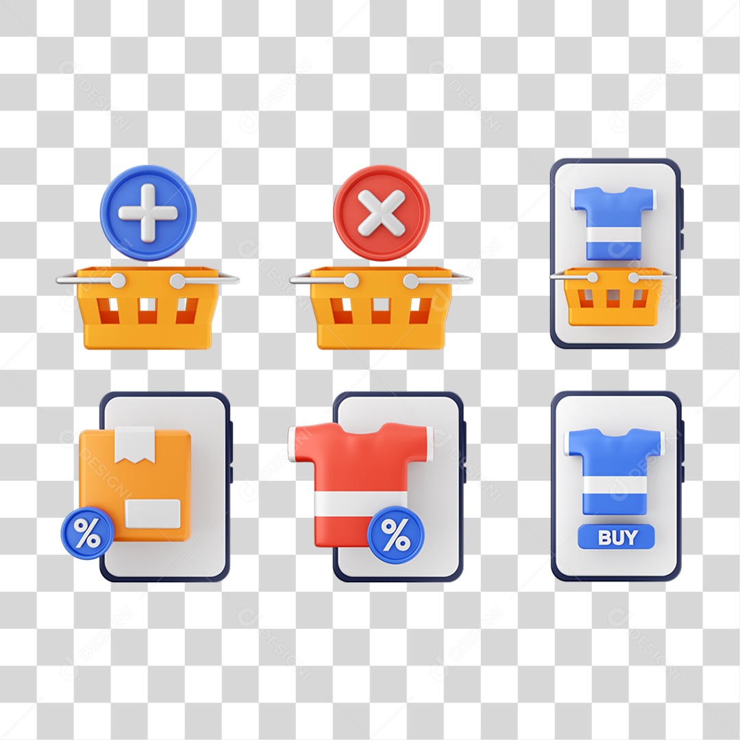 Conjunto de Ícones Compras Online PNG Transparente