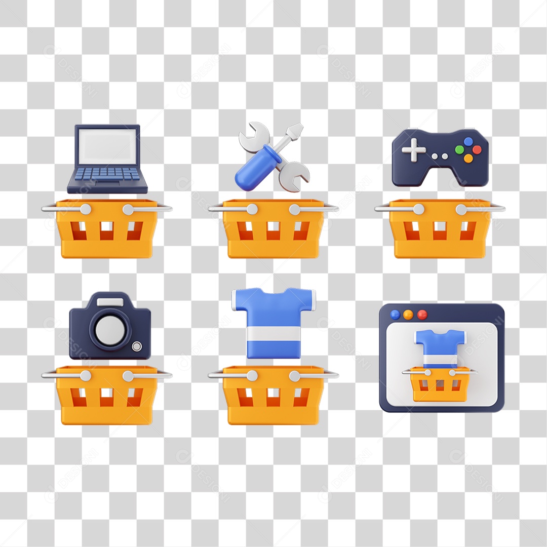 Conjunto de Ícones Compras Online PNG Transparente