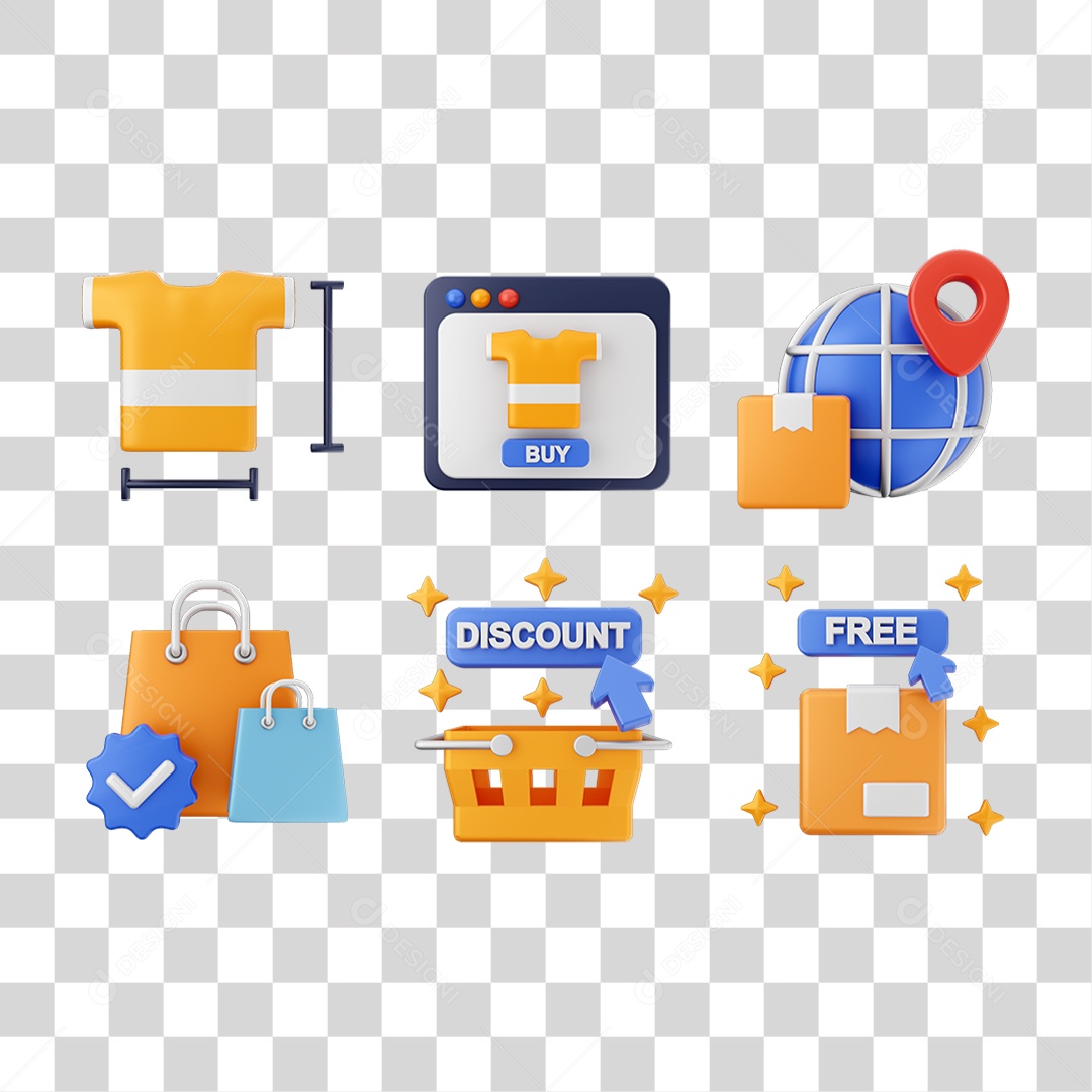 Conjunto de Ícones Compras Online PNG Transparente