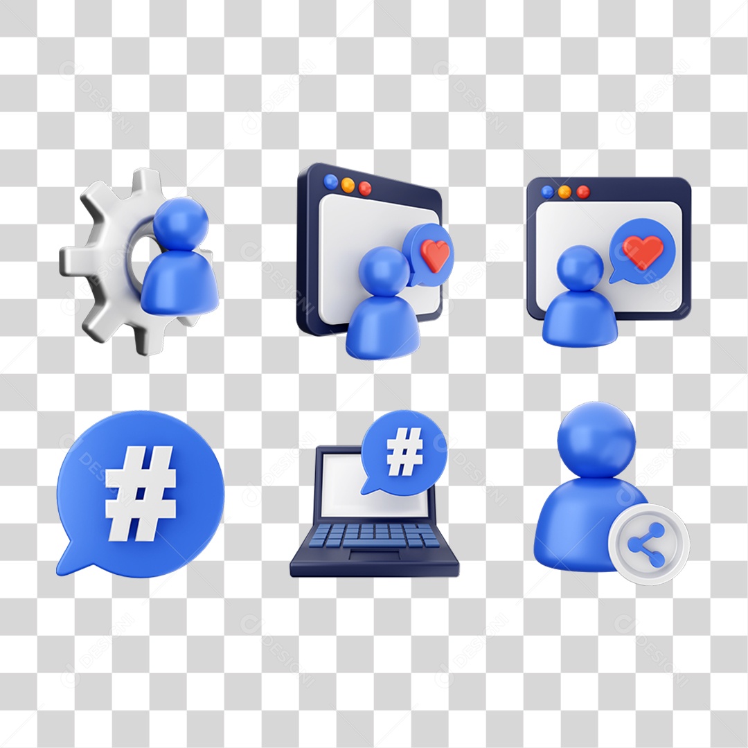 Conjunto de Ícones Contato PNG Transparente