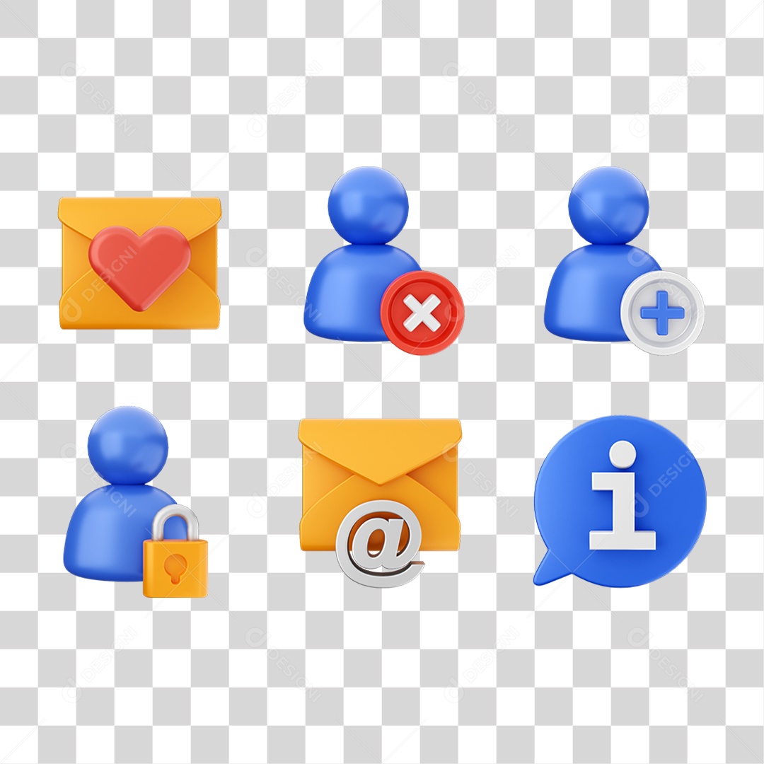 Conjunto de Ícones Contato PNG Transparente