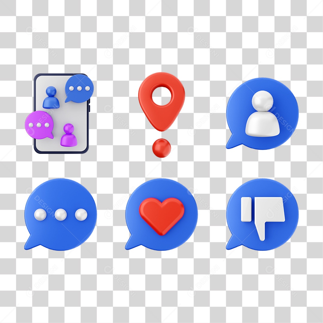 Conjunto de Ícones Contato PNG Transparente