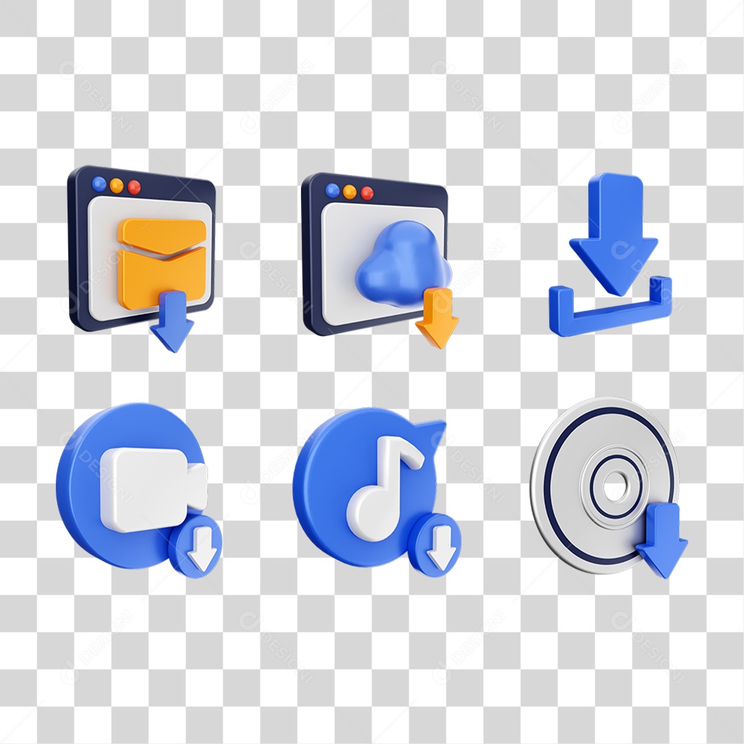 Conjunto de Ícones Computador Downloads Transferência PNG Transparente