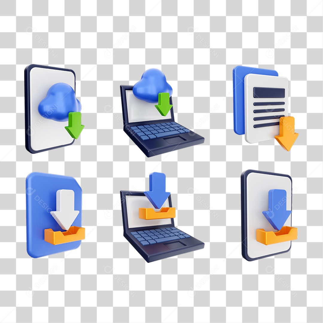 Conjunto de Ícones Computador Downloads Transferência PNG Transparente