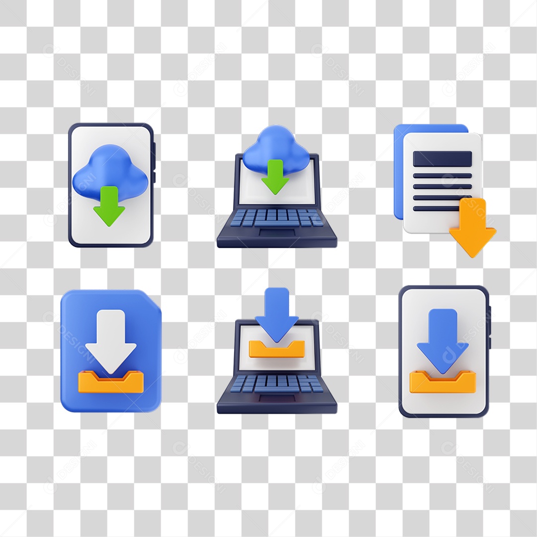Conjunto de Ícones Computador Downloads Transferência PNG Transparente