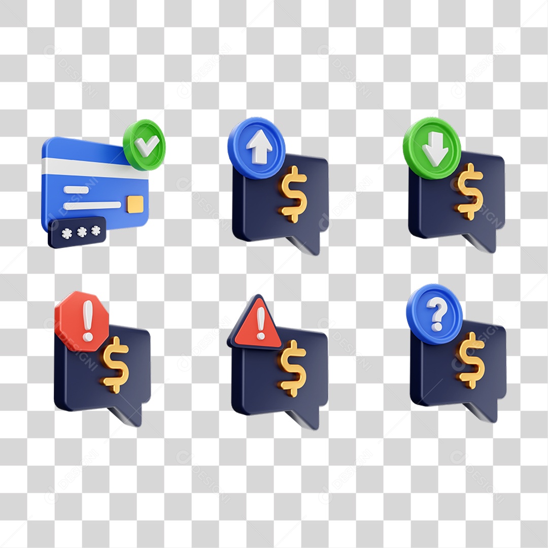 Conjunto de Ícones Dinheiro Carteira Virtual PNG Transparente