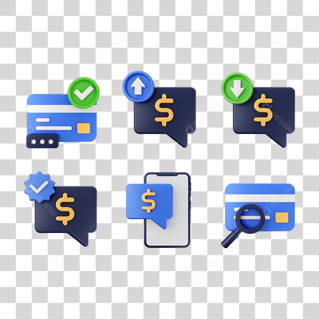 Conjunto de Ícones Dinheiro Carteira Virtual PNG Transparente