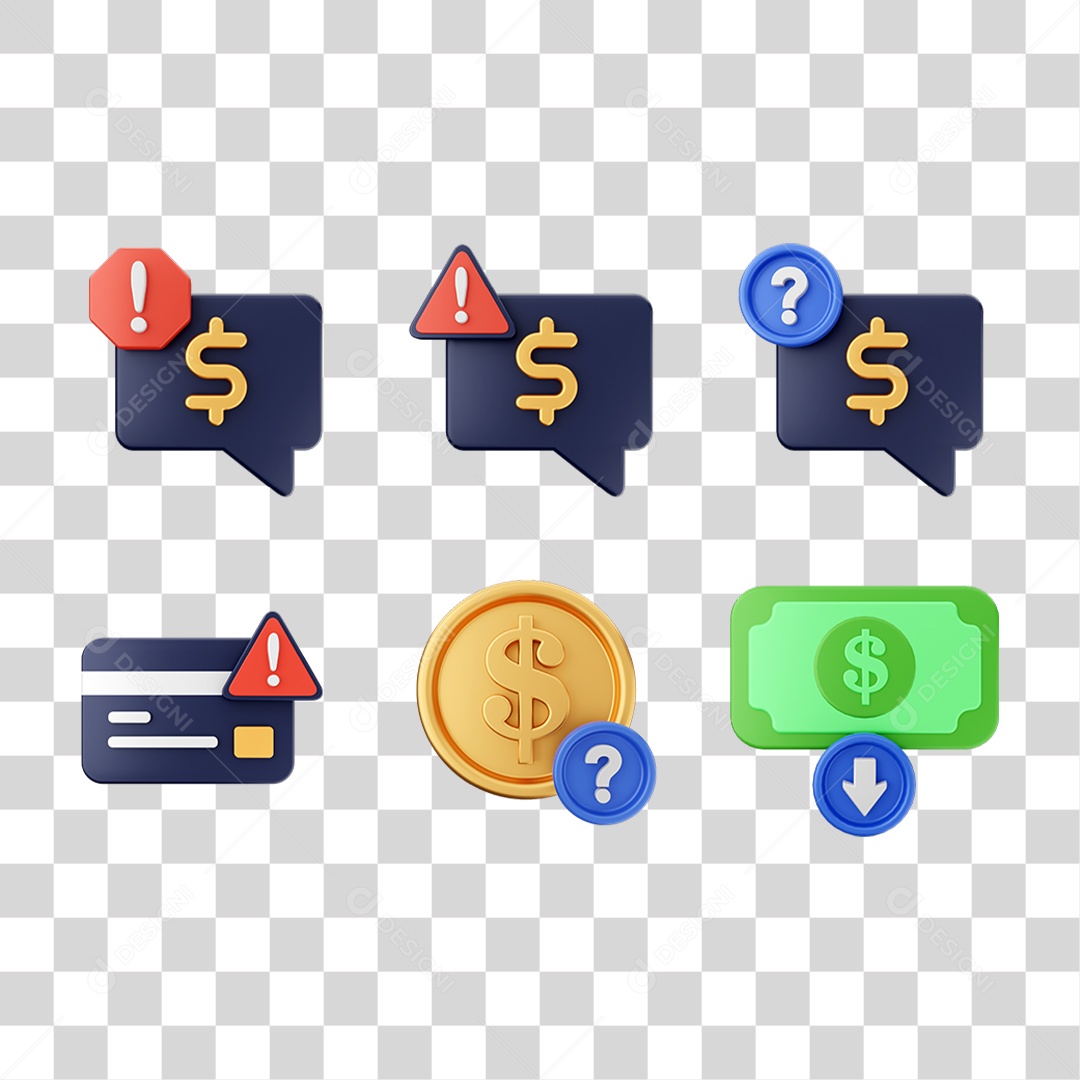 Conjunto de Ícones Dinheiro Carteira Virtual PNG Transparente