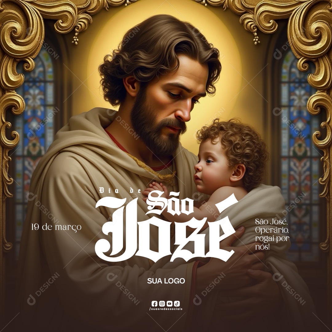 Dia de São José 19 de Março Social Media PSD Editável
