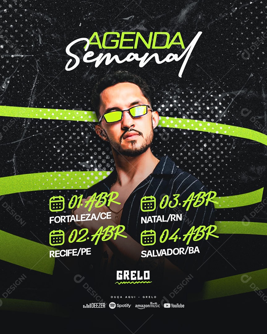 Feed Flyer Agenda Semanal Social Media PSD Editável