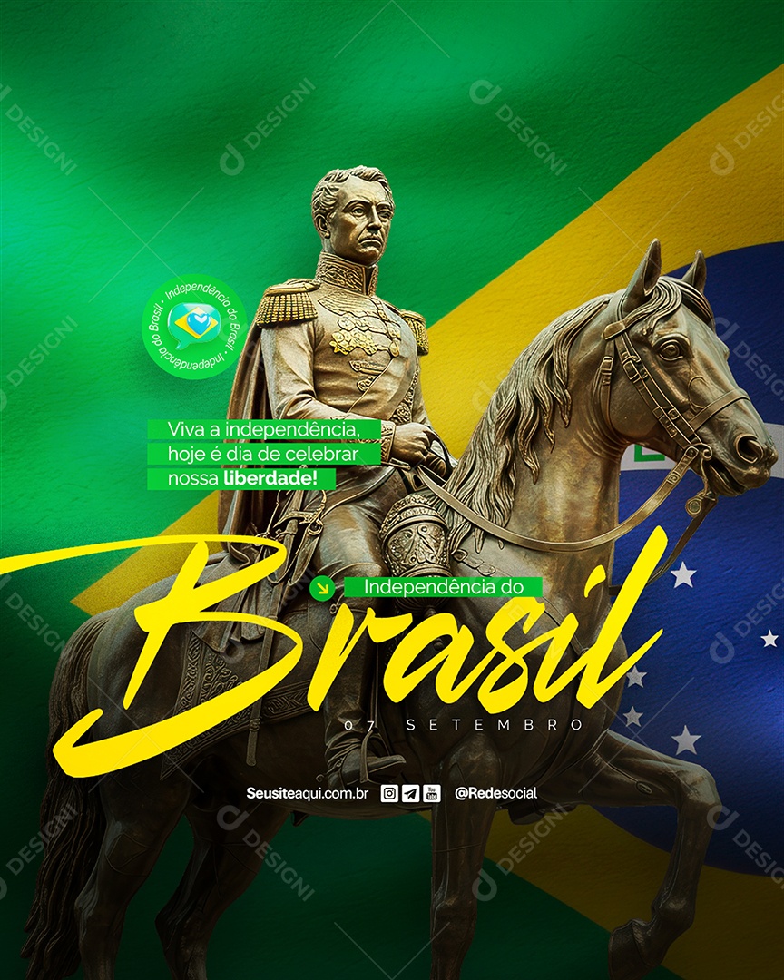 Flyer Dia da Independência do Brasil 07 de Setembro Social Media PSD Editável