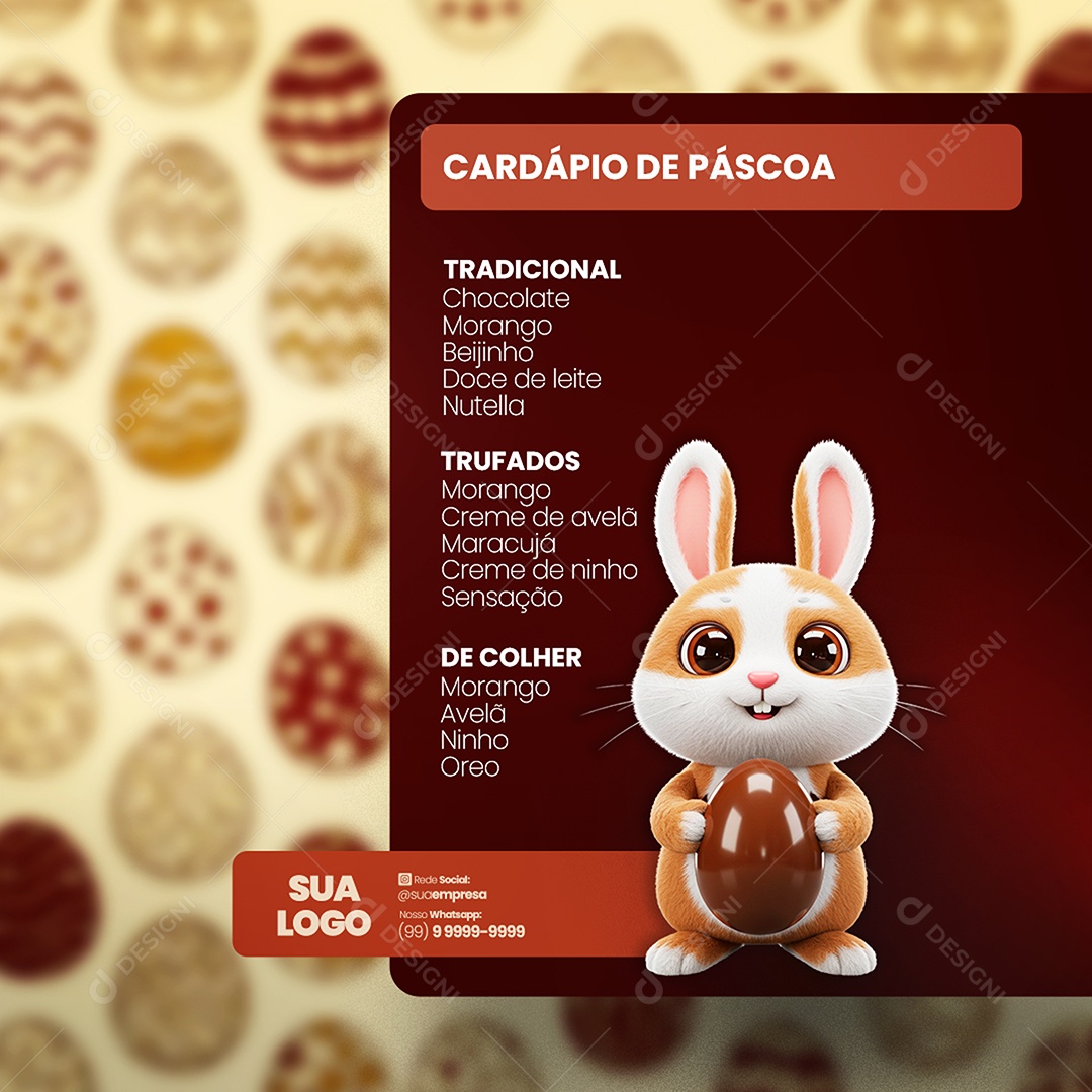 Cardápio de Páscoa Social Media PSD Editável