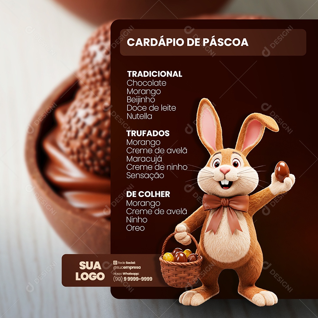 Cardápio de Páscoa Social Media PSD Editável