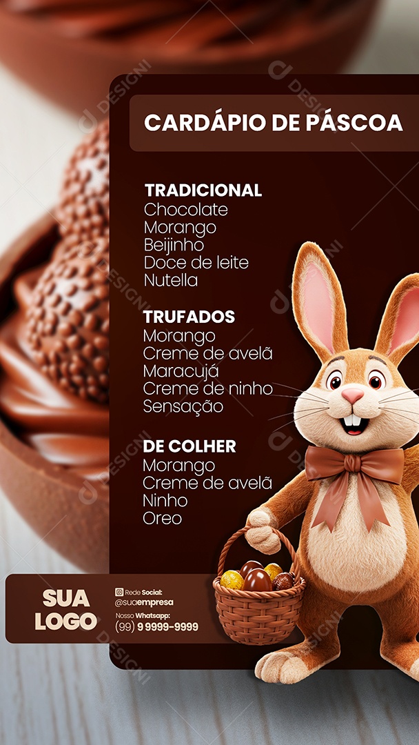 Story Cárdápio de Páscoa Social Media PSD Editável