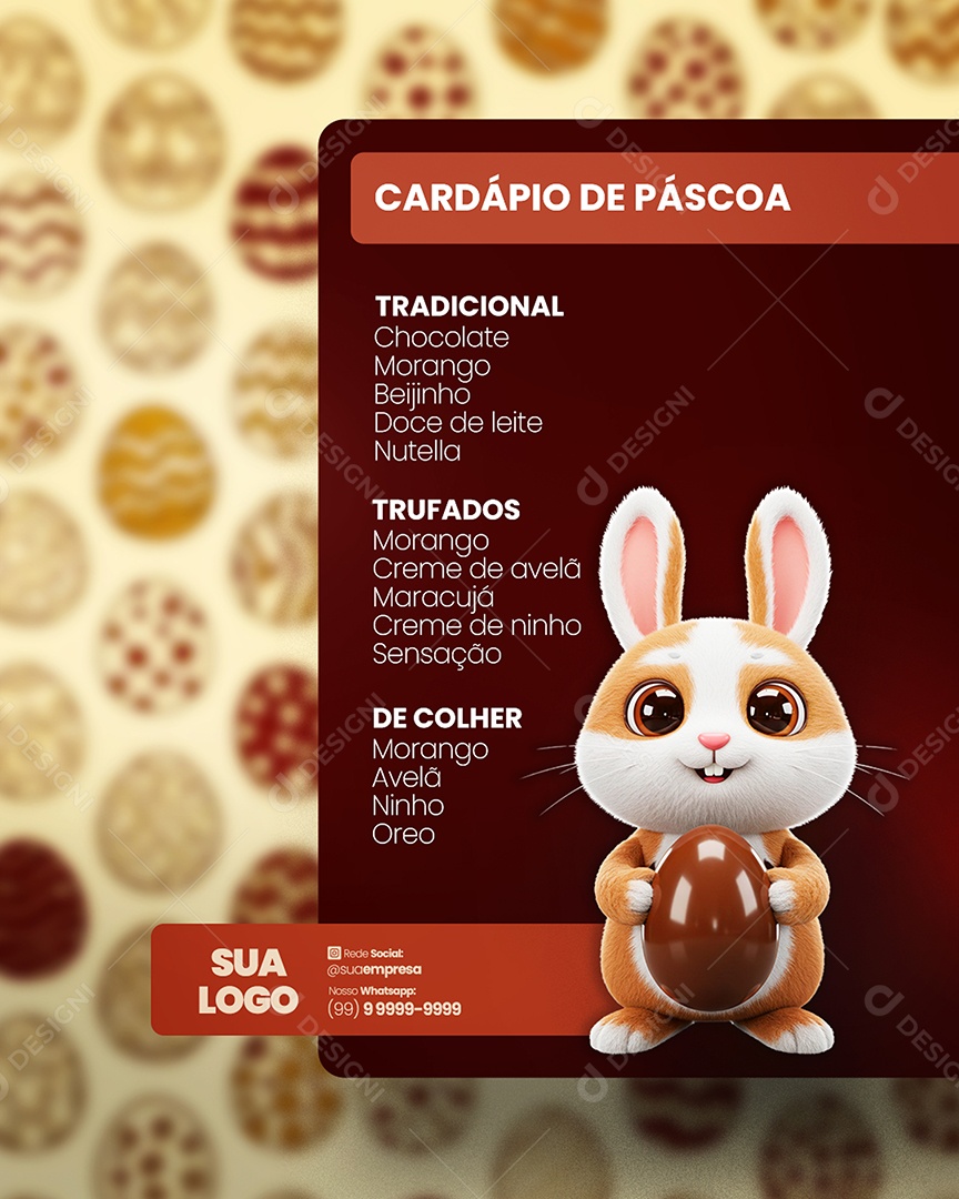 Cardápio de Páscoa Social Media PSD Editável
