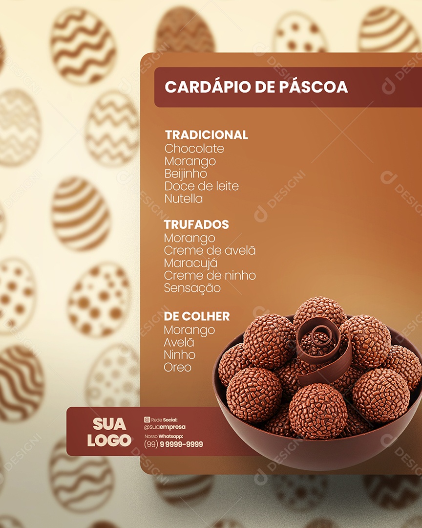 Cardápio de Páscoa Social Media PSD Editável