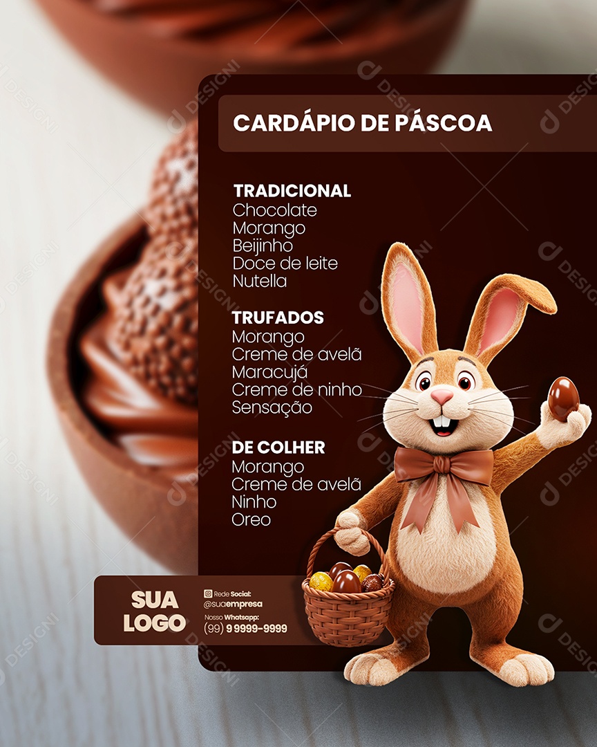 Cardápio de Páscoa Social Media PSD Editável