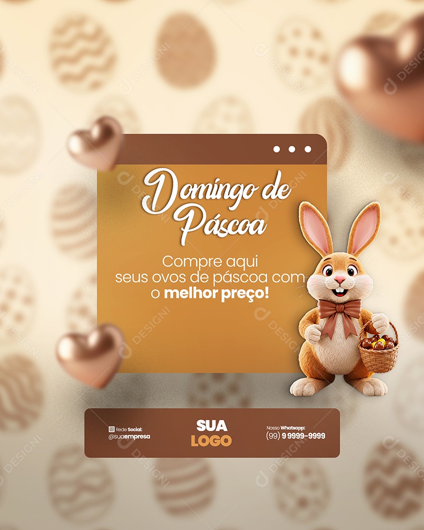 Domingo de Páscoa Compre Aqui Seus Ovos Social Media PSD Editável