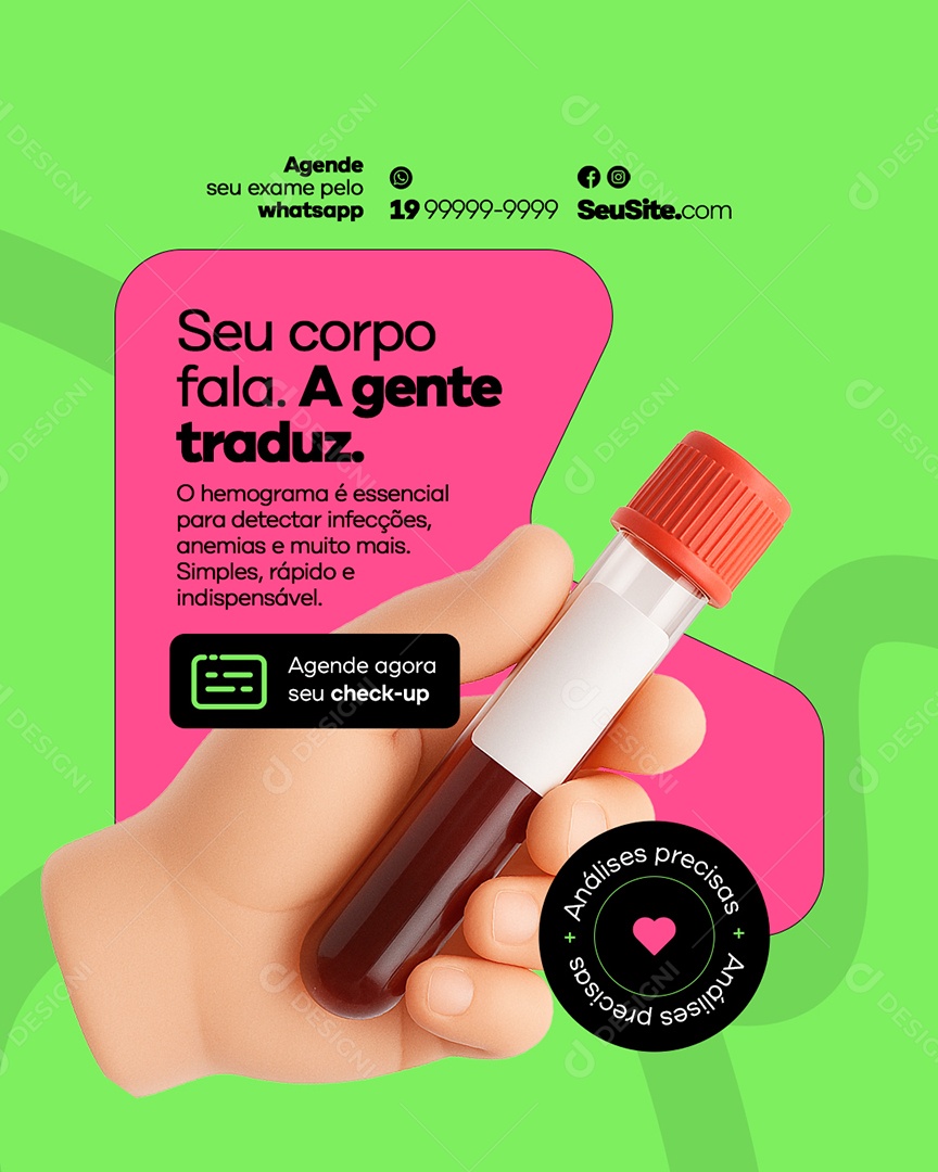 Laboratório Seu Corpo Fala A Gente Traduz Social Media PSD Editável