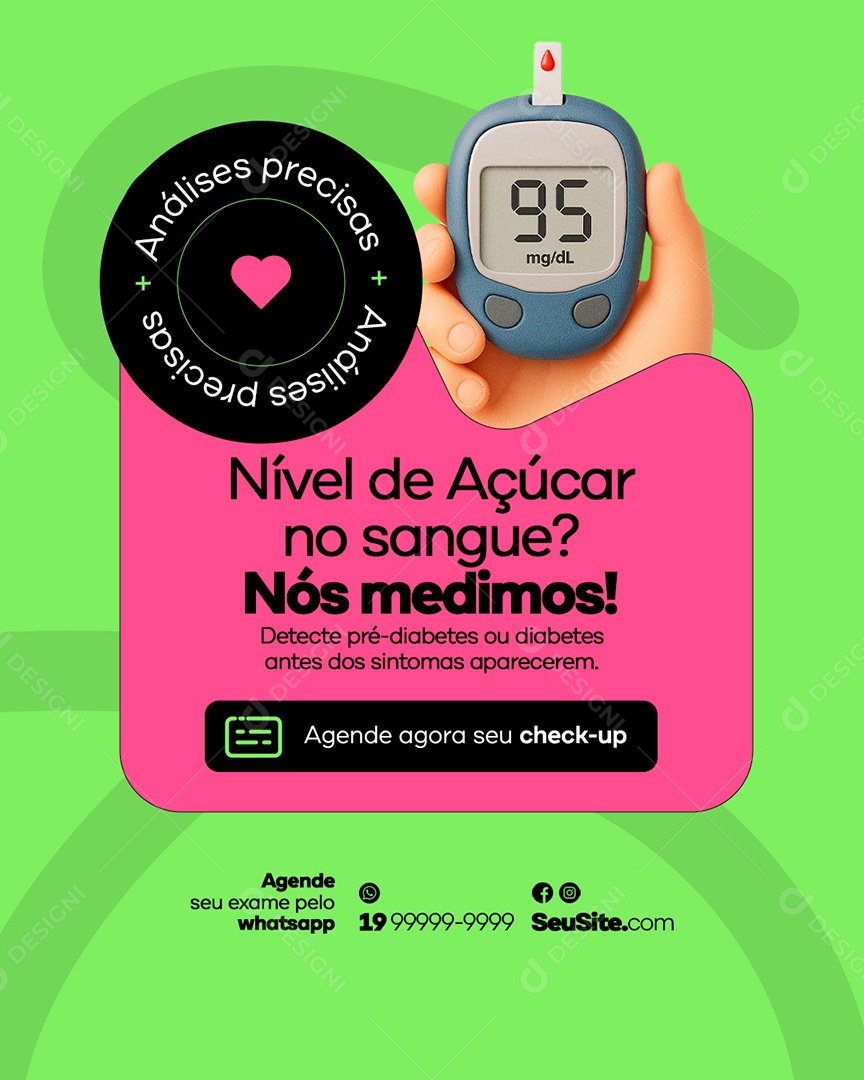Laboratório Nível de Açúcar no Sangue Nós Medimos Social Media PSD Editável
