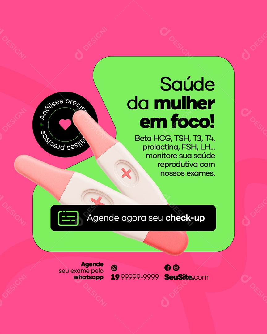 Laboratório Saúde da Mulher em Foco Social Media PSD Editável