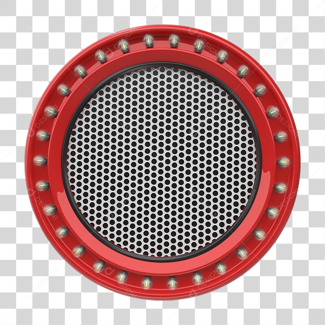 Elemento 3D Placa Redonda Grades PNG Transparente