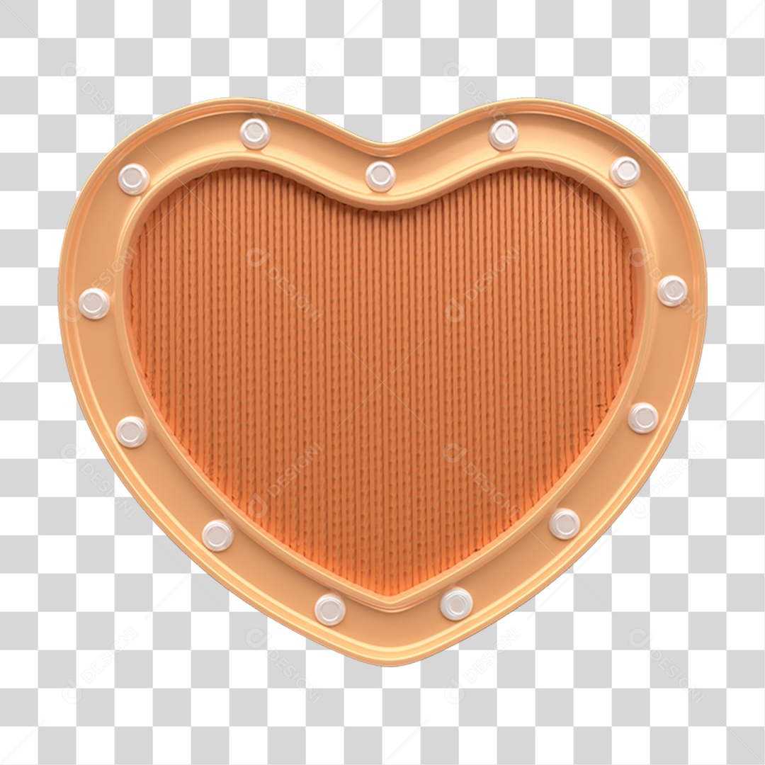 Elemento 3D Coração PNG Transparente