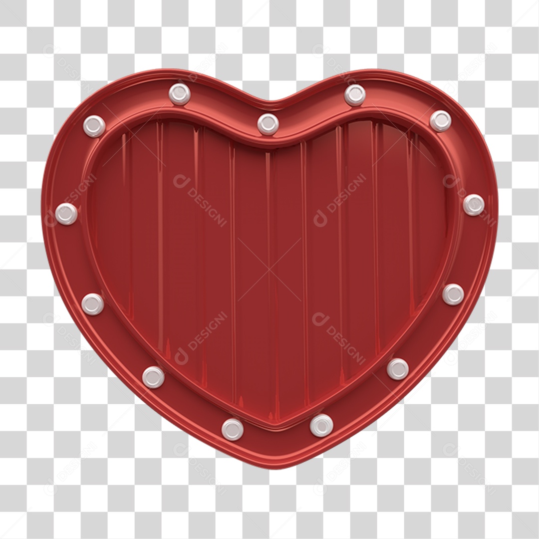 Elemento 3D Coração PNG Transparente