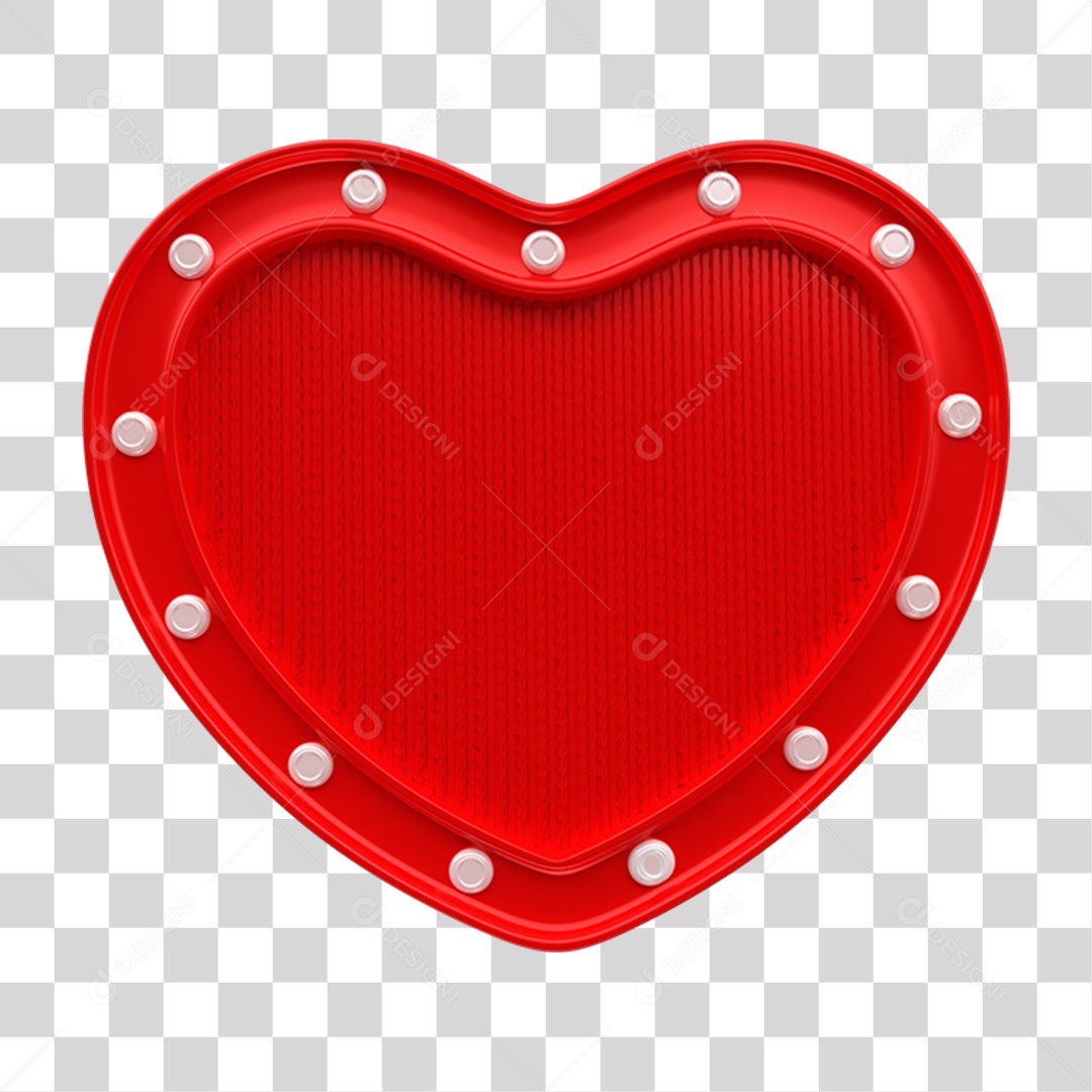Elemento 3D Coração PNG Transparente