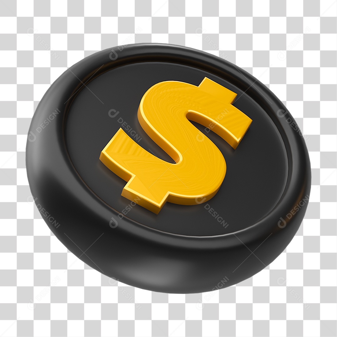 Elemento 3D Símbolo Cifrão PNG Transparente