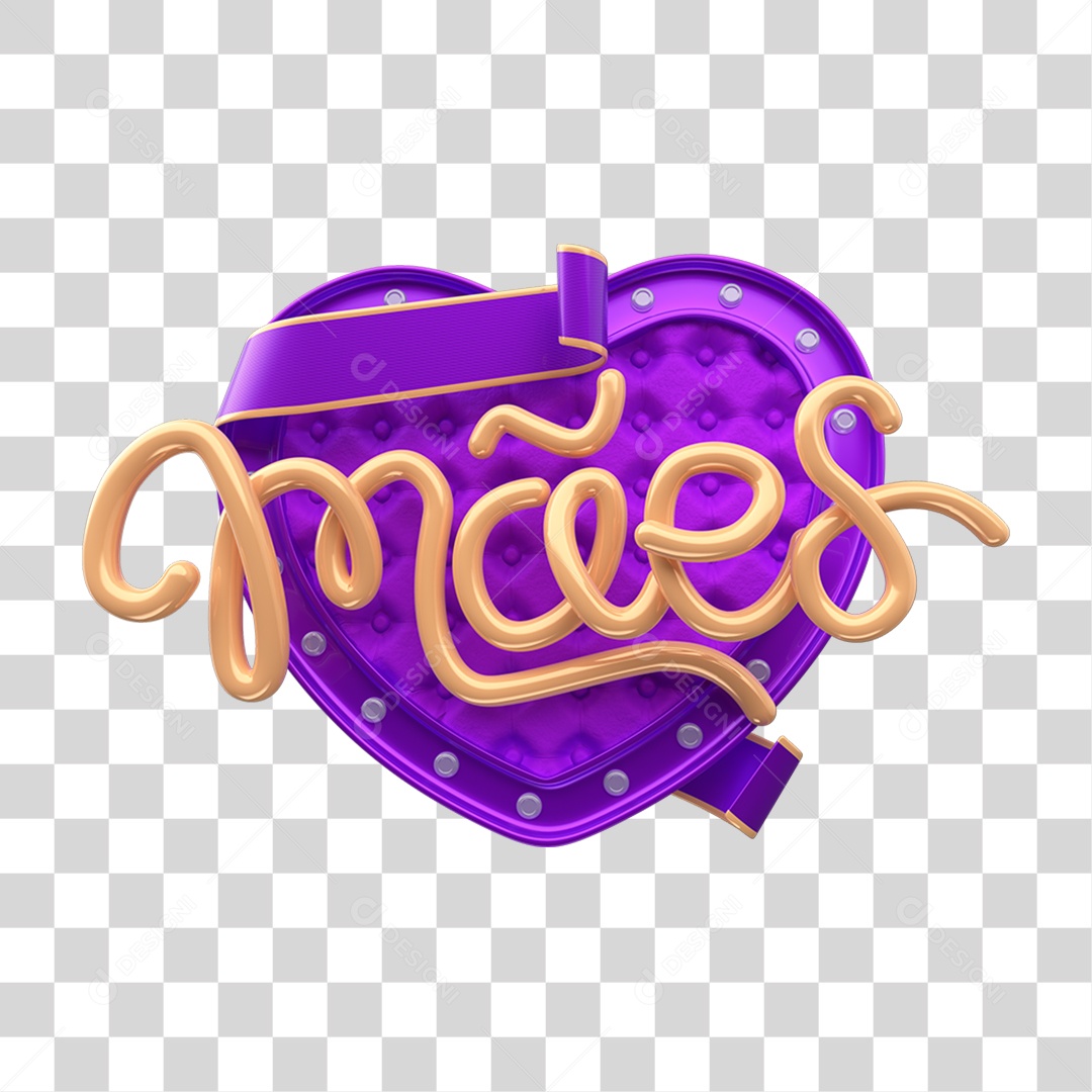 Selo 3D Mães para Composição PNG Transparente