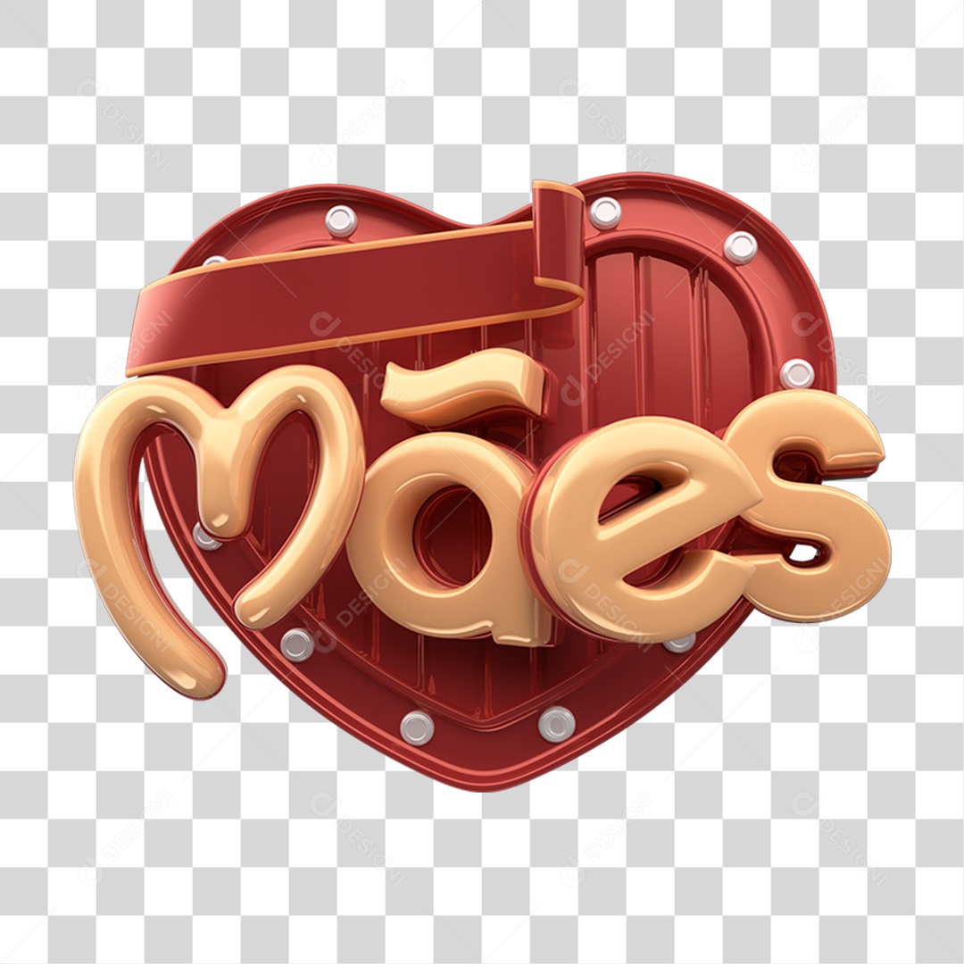 Selo 3D Mães para Composição PNG Transparente