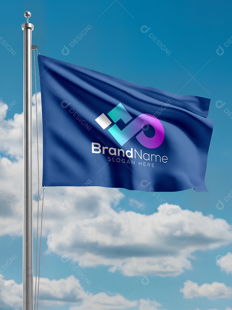 Mockup de Bandeira PSD Editável