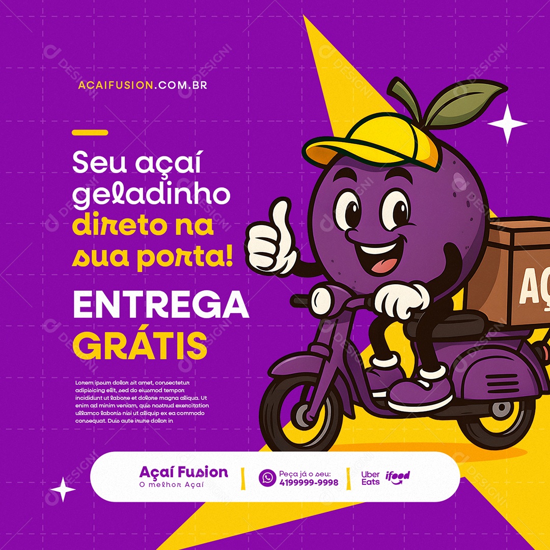 Açaiteria Seu Açaí Geladinho Social Media PSD Editável