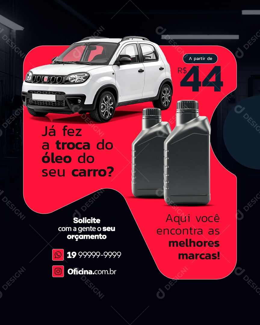 Social Media Oficina Mecânica Já Fez a Troca do Óleo do Seu Carro PSD Editável