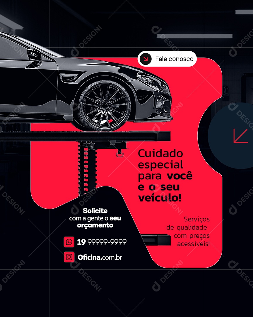 Oficina Mecânica Cuidado Especial Social Media PSD Editável