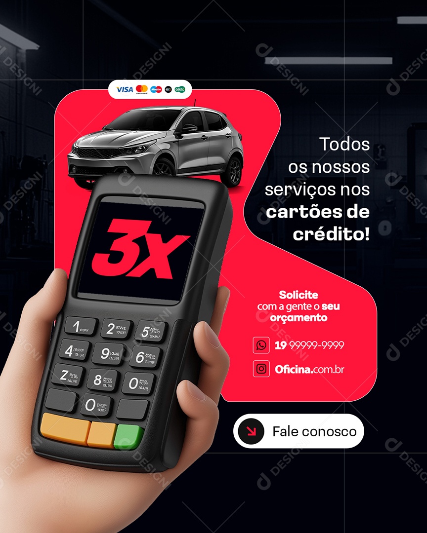 Oficina Mecânica Todos os Nossos Serviços nos Cartões Social Media PSD Editável