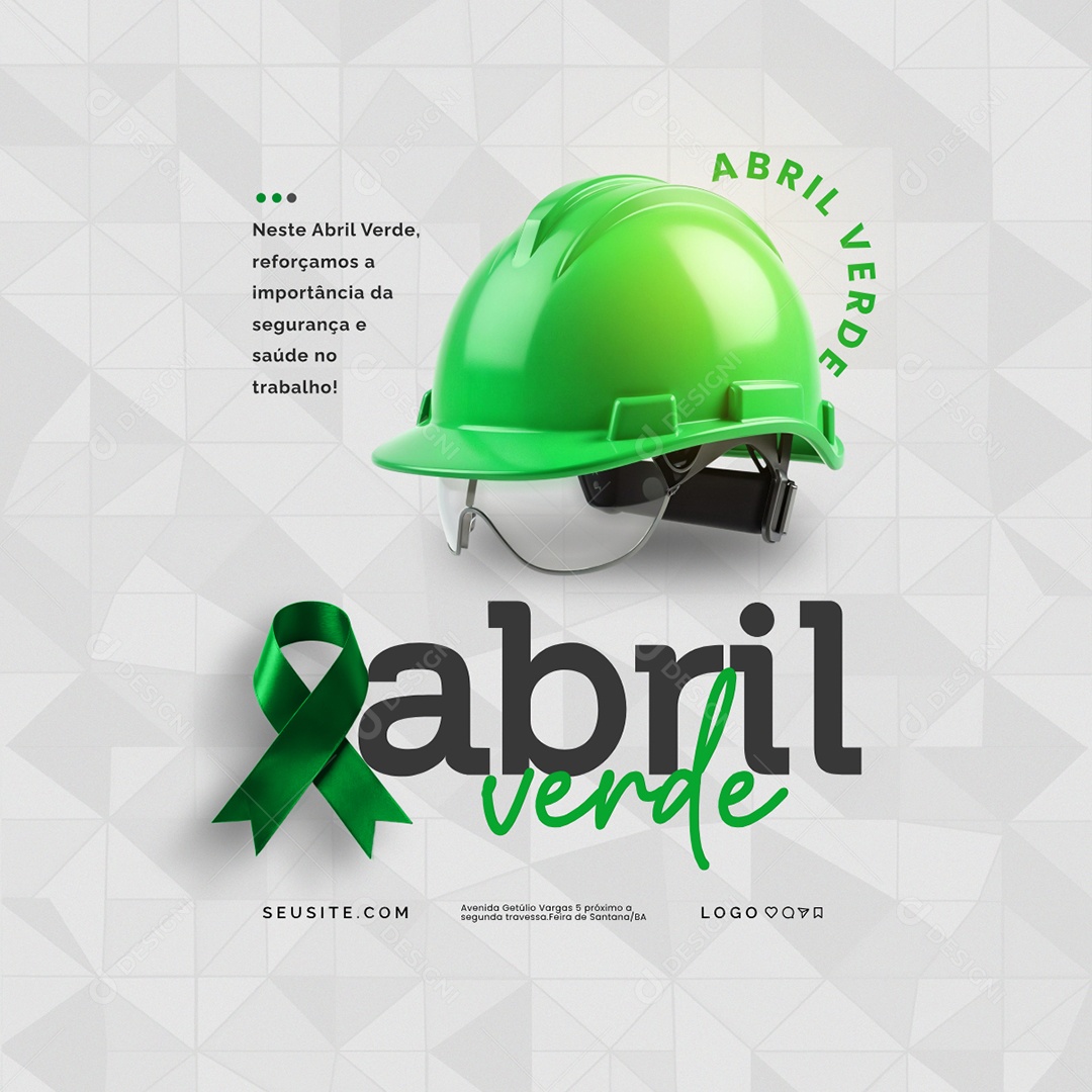 Feed Abril Verde Conscientização Sobre Segurança e Saúde no Trabalho Social Media PSD Editável