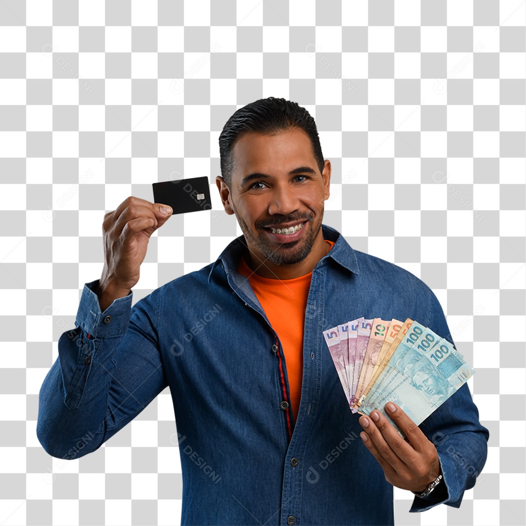 Homem com Notas de Dinheiro PNG Transparente