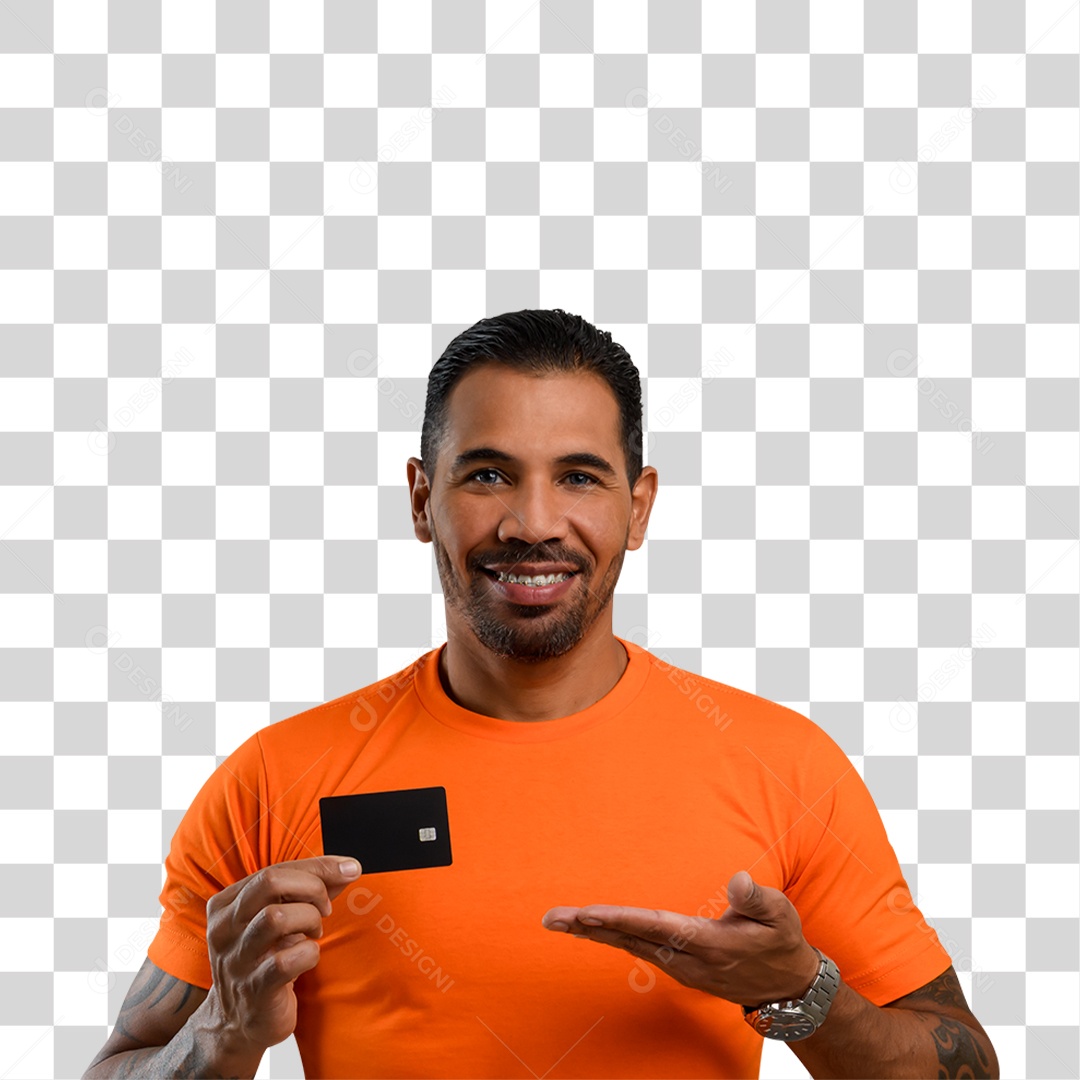 Homem Segurando Cartão Black PNG Transparente