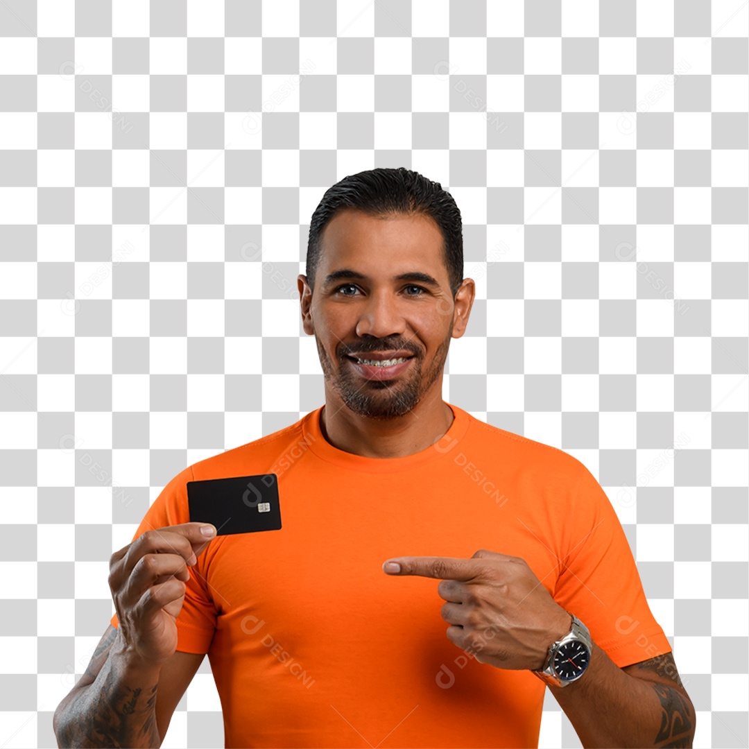 Homem Segurando Cartão Black PNG Transparente