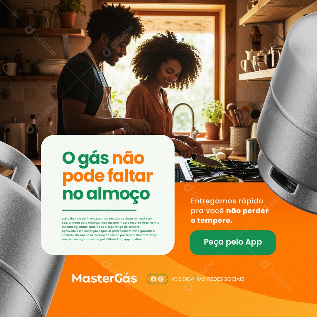 Distribuidora de Água e Gás O Gás Não Pode Faltar no Almoço Social Media PSD Editável