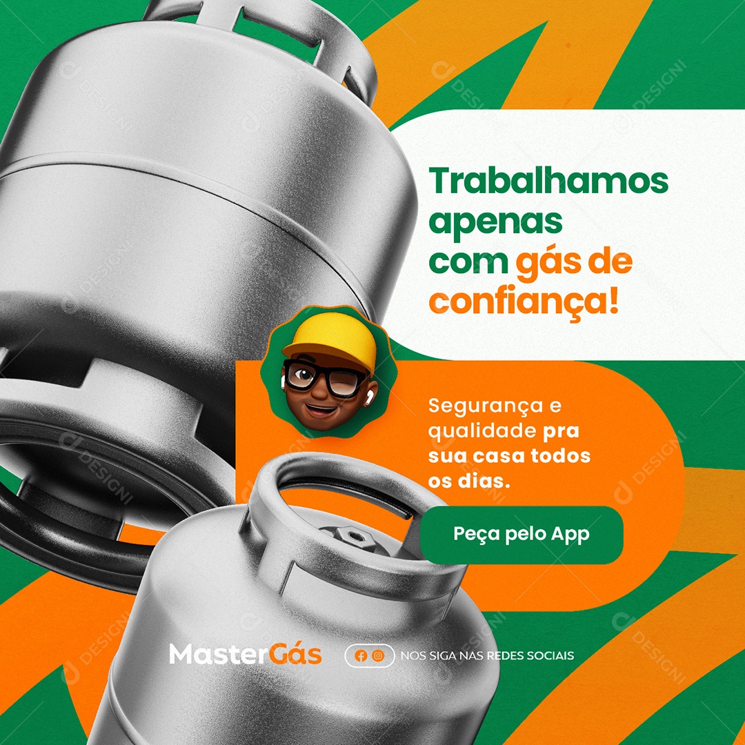 Distribuidora de Água e Gás Trabalhamos Apenas com Gás de Confiança Social Media PSD Editável