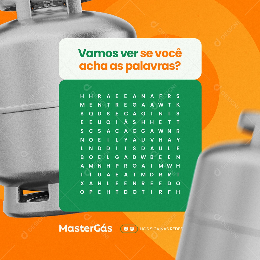 Distribuidora de Água e Gás Vamos Ver Se Você Acha as Palavras Social Media PSD Editável