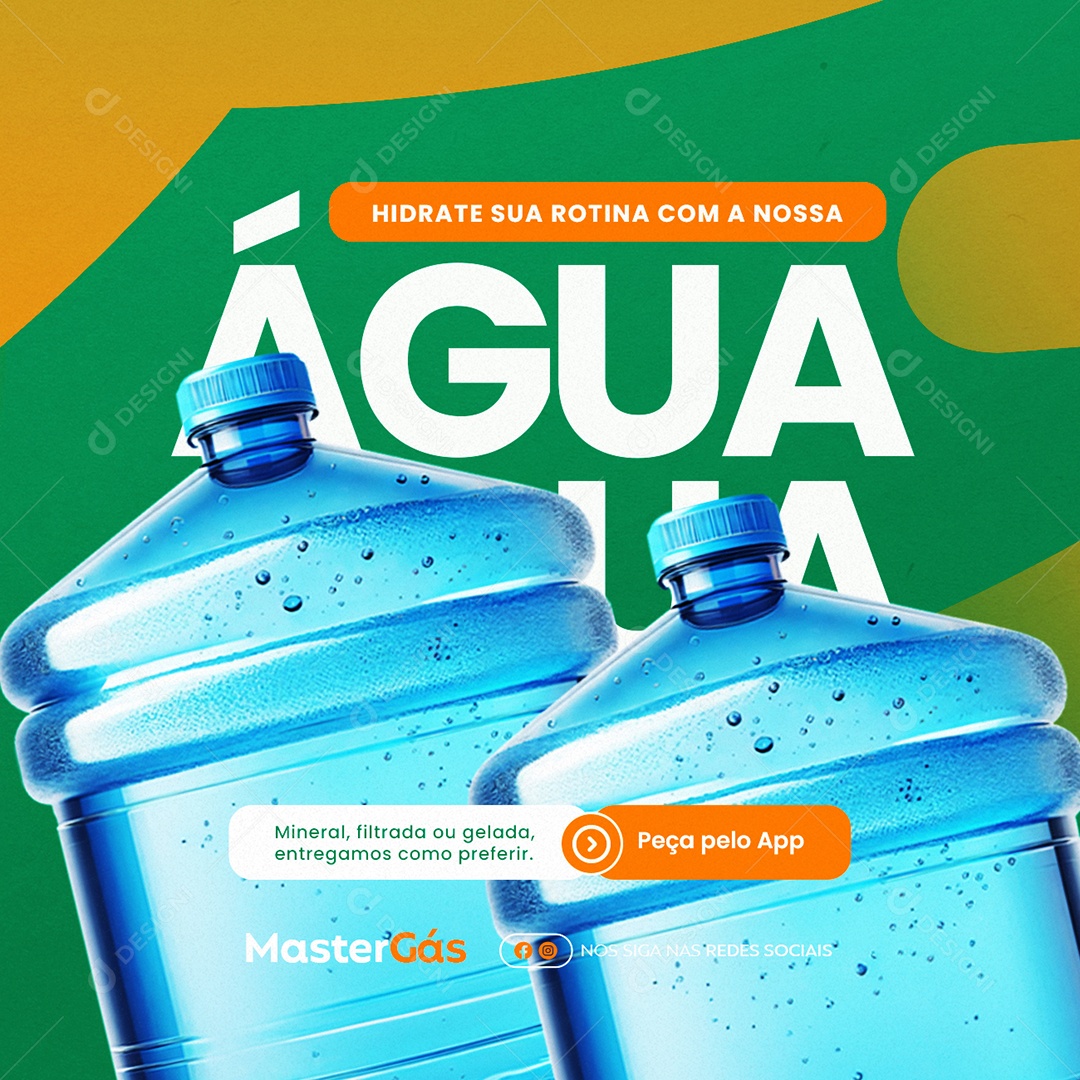 Distribuidora de Água e Gás Peça Pelo App Social Media PSD Editável