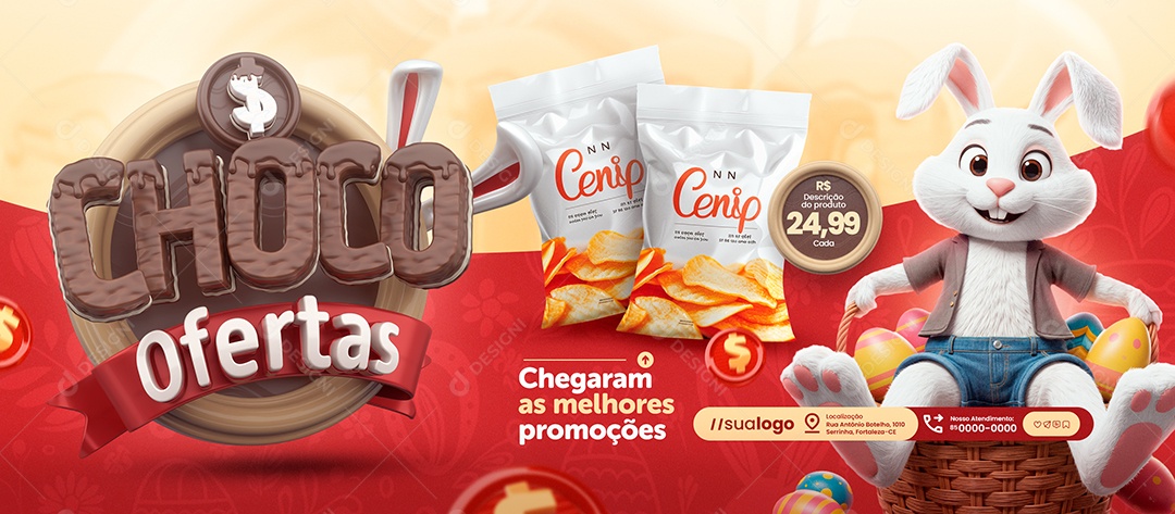 Banner Choco Ofertas Supermercado Chegaram as Melhores Social Media PSD Editável